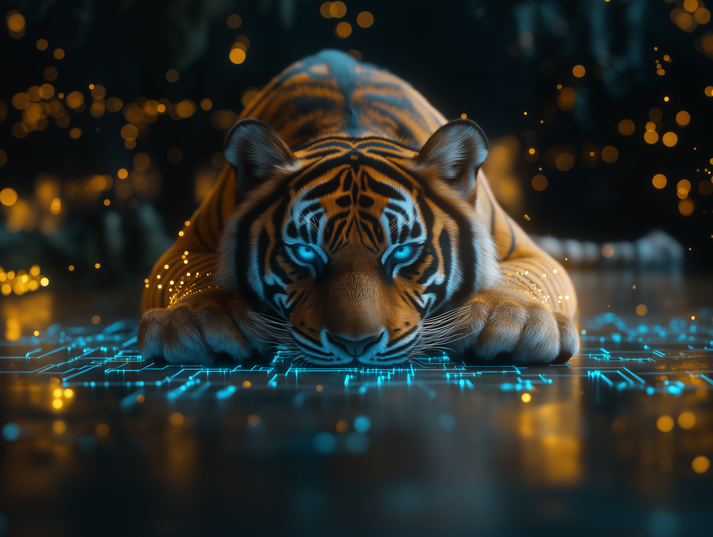 Tiger Kijkt Naar Data 02 Vierkant