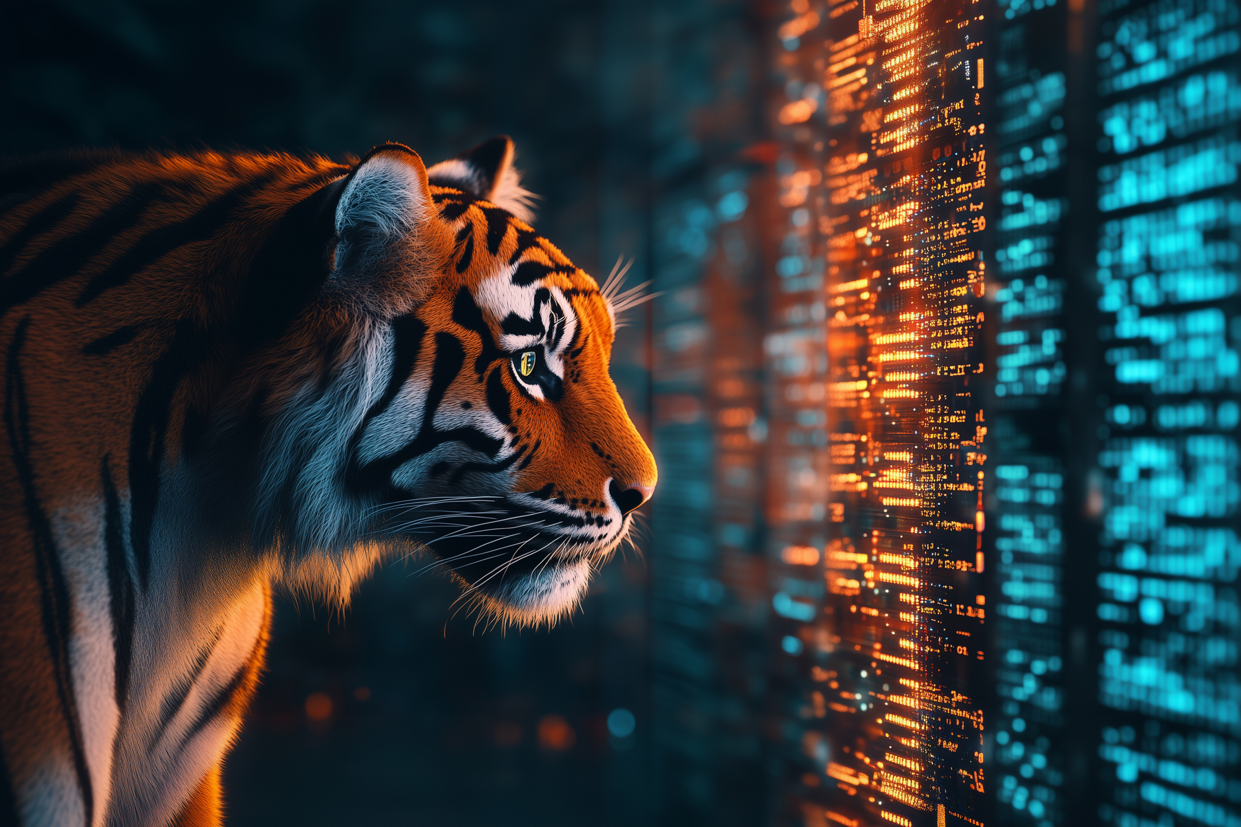 Tiger Kijkt Naar Dat Vierkant